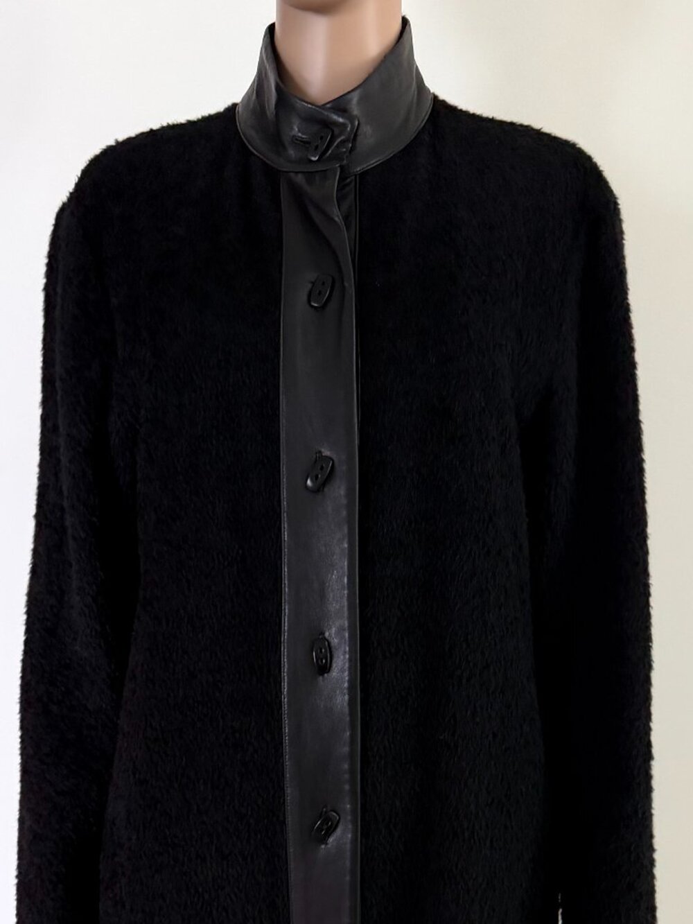Peter Cohen  Women's  Alpaca Wool Blend Long Coat  Size M  Black Quiet Luxury